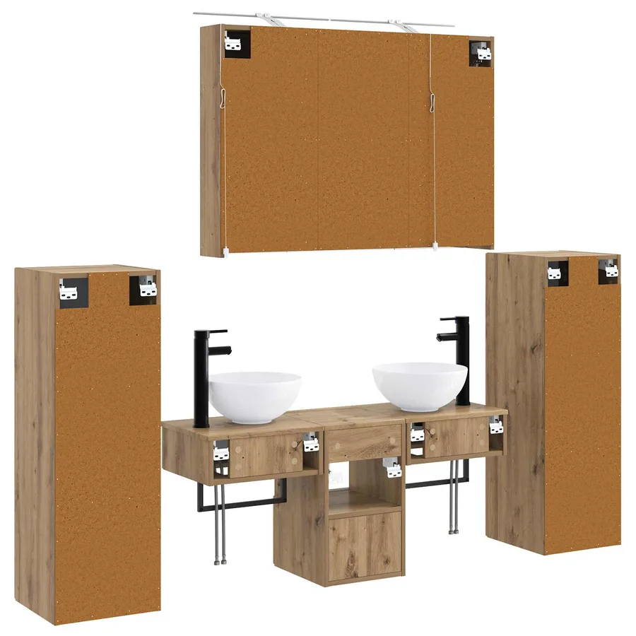Ensemble de mobilier de salle de bain 6 pc Chêne artisanal - 9