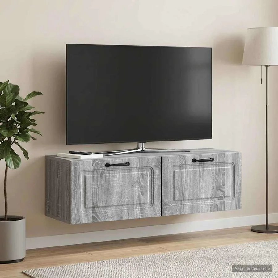 Meuble TV mural Sonoma gris 98 x 31 x 30 cm Bois d'ingénierie
