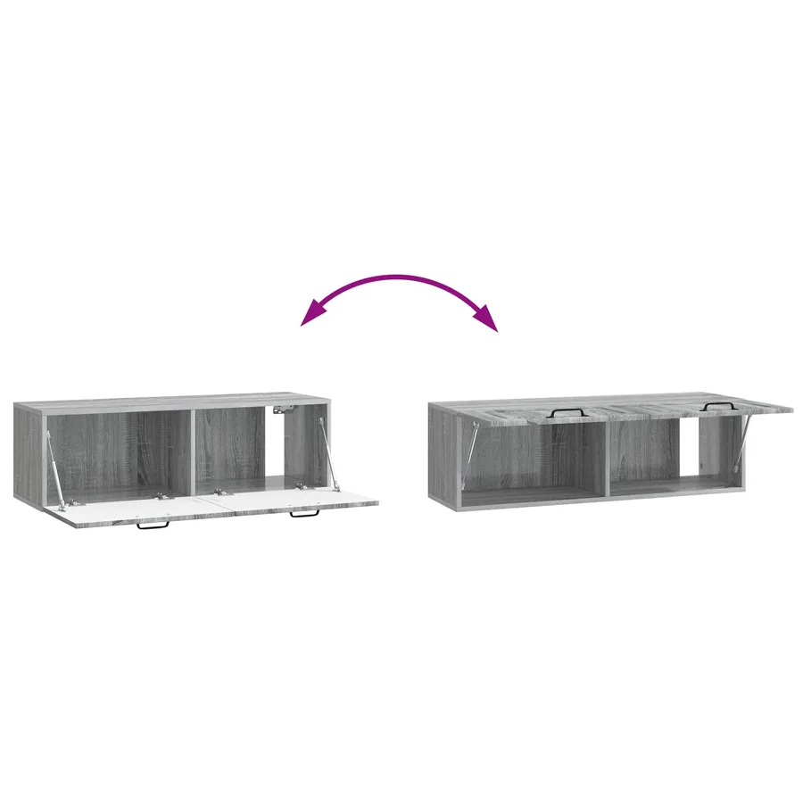 Meuble TV mural Sonoma gris 98 x 31 x 30 cm Bois d'ingénierie - 8
