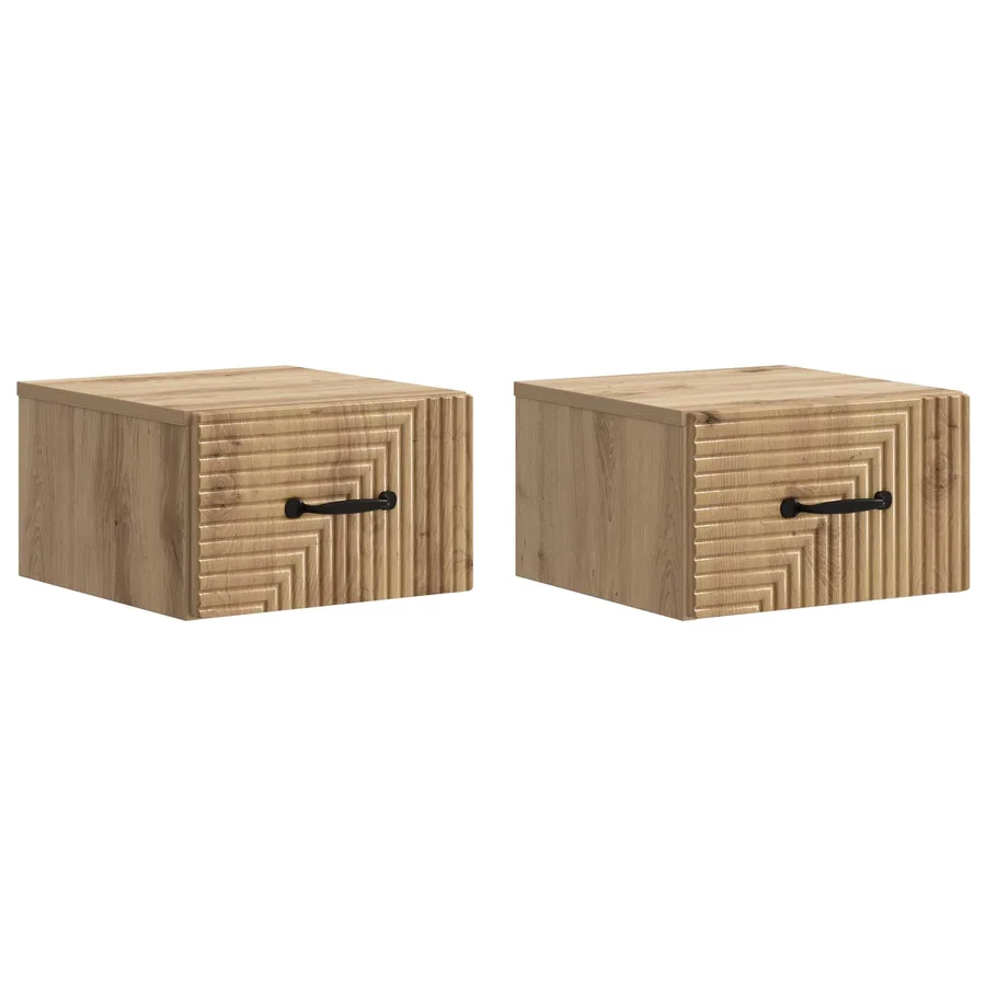 Cabinet de chevet mural 2 pc Chêne artisanal 34,5 x 33 x 20 cm - 2