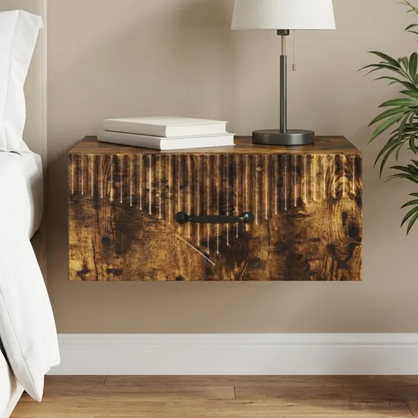 Cabinet de chevet mural Chêne fumé 49 x 34,5 x 20 cm