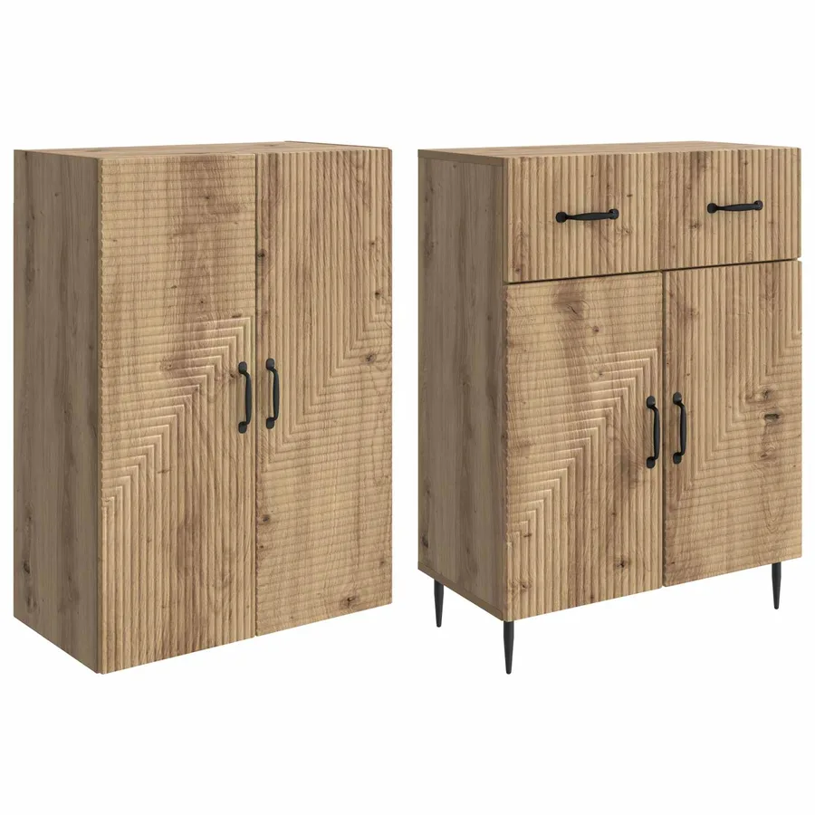 Ensemble de Meubles 2 pc Chêne artisanal Bois d'ingénierie - 4