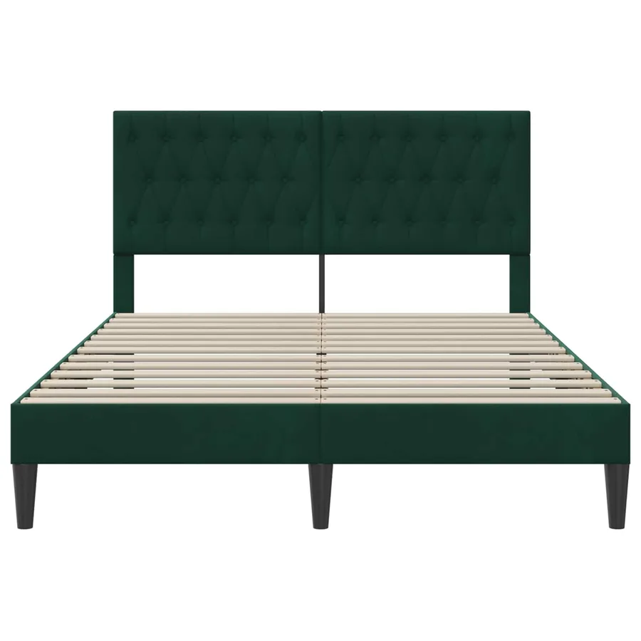 Cadre de lit avec tête de lit Vert foncé 140 x 190 cm Velours - 4