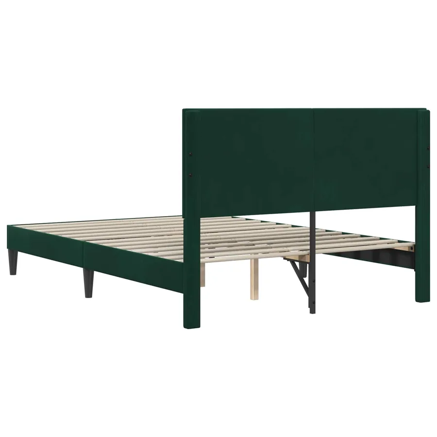 Cadre de lit avec tête de lit Vert foncé 140 x 190 cm Velours - 6