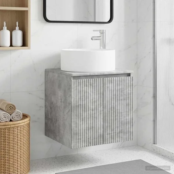 Meuble de lavabo mural Gris béton 49,5 x 44,5 x 65,5 cm