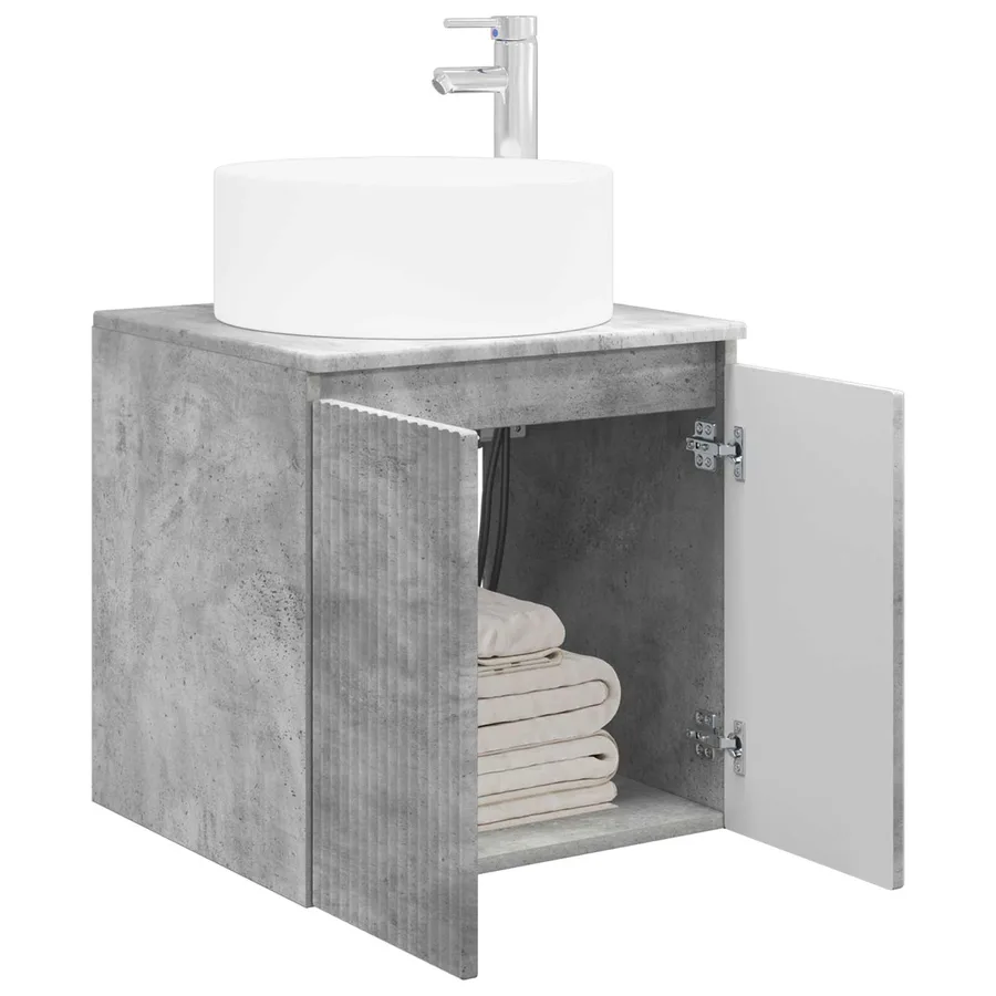 Meuble de lavabo mural Gris béton 49,5 x 44,5 x 65,5 cm - 3