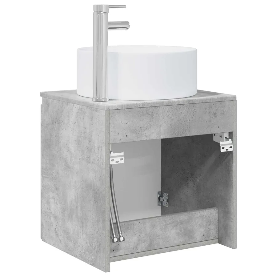Meuble de lavabo mural Gris béton 49,5 x 44,5 x 65,5 cm - 5