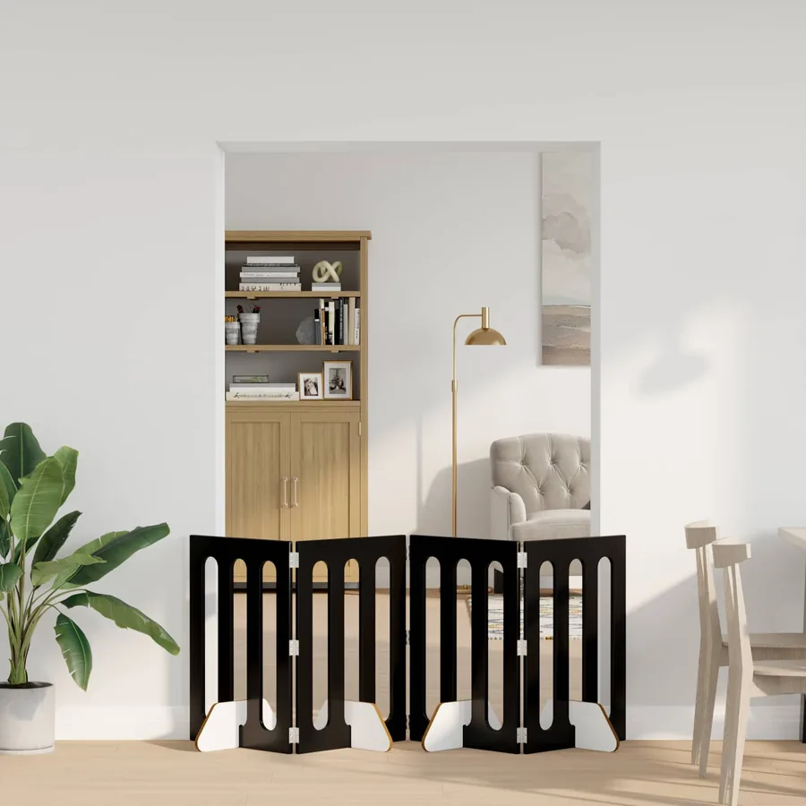 Clôture pliable pour animaux 4 pcs Chêne Noir 201 x 38 x 70 cm