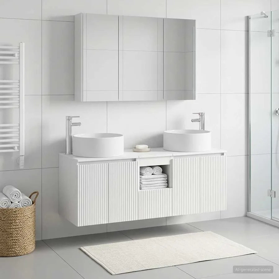 Ensemble d'armoire de salle de bain 4 pcs Blanc