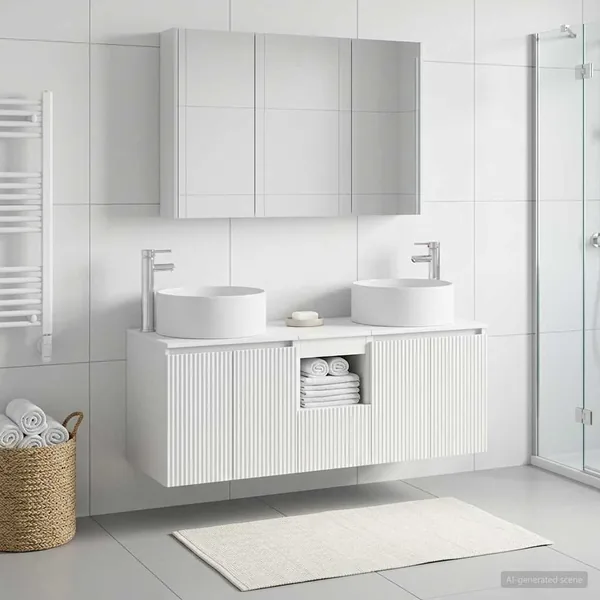 Ensemble d'armoire de salle de bain 4 pcs Blanc