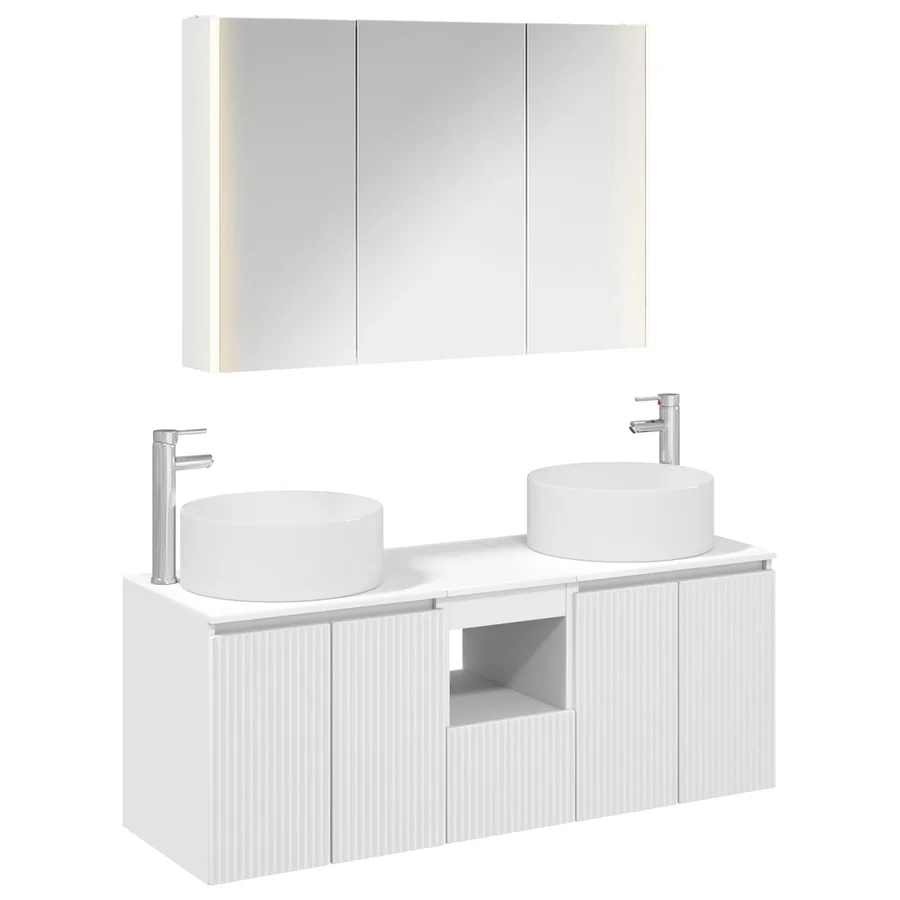 Ensemble d'armoire de salle de bain 4 pcs Blanc - 2