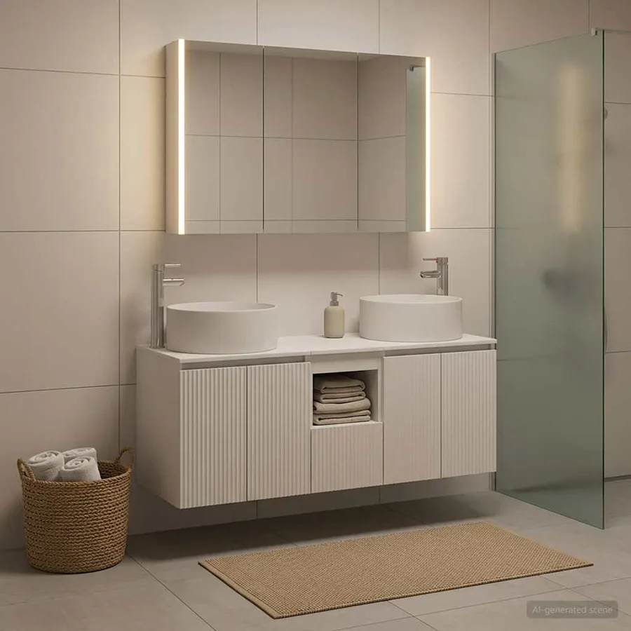 Ensemble d'armoire de salle de bain 4 pcs Blanc - 4