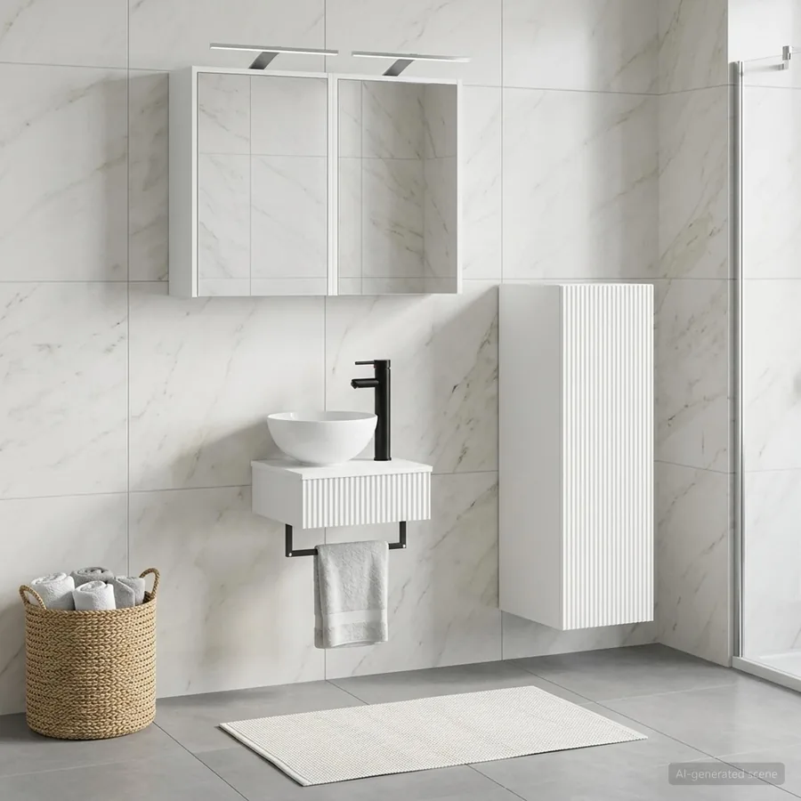 Ensemble d'armoire de salle de bain 4 pcs Blanc