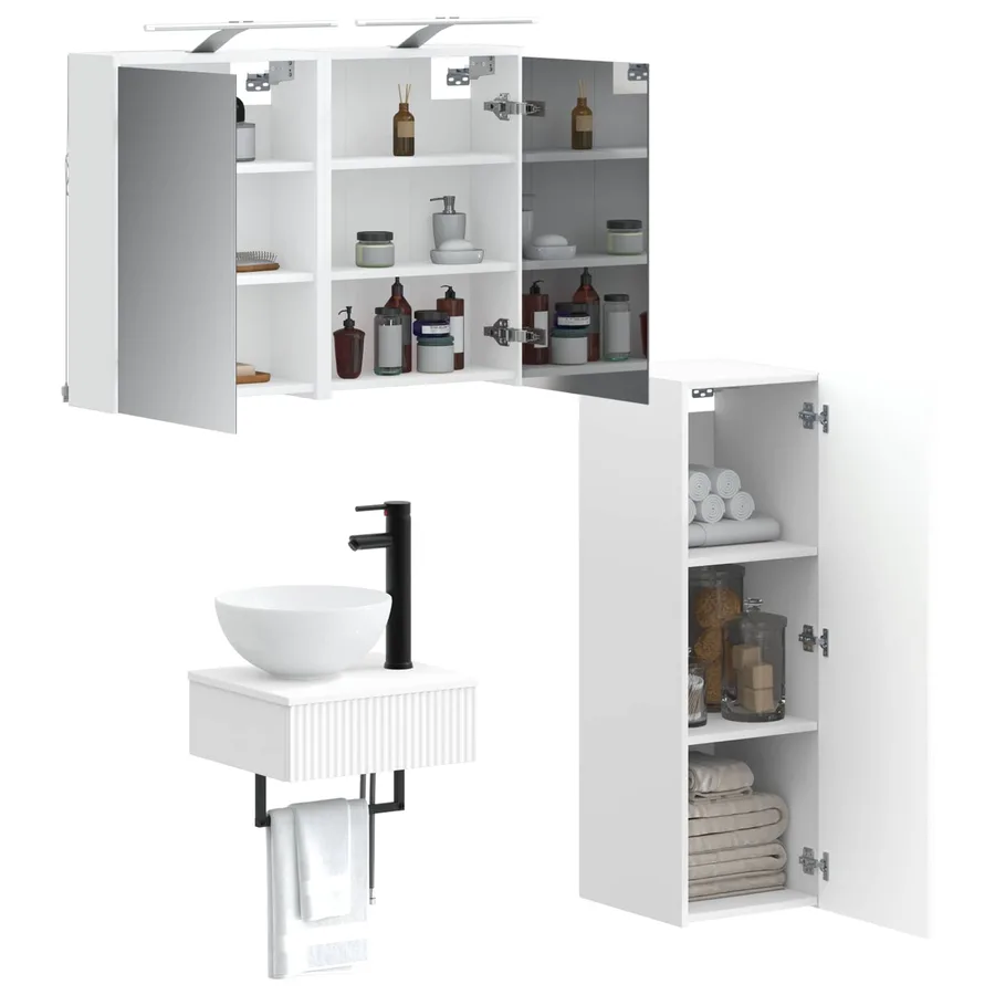 Ensemble d'armoire de salle de bain 4 pcs Blanc - 3
