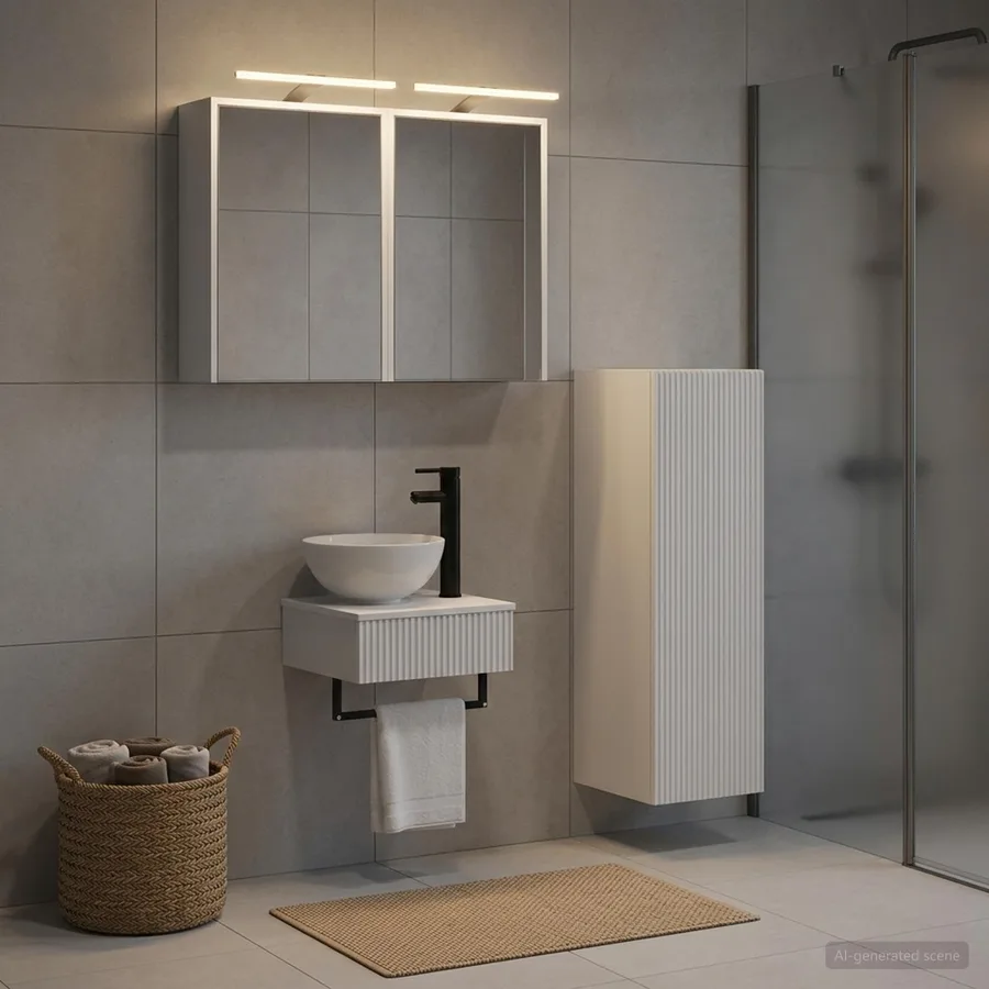 Ensemble d'armoire de salle de bain 4 pcs Blanc - 4