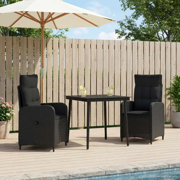 Ensemble de Tables Basses avec coussin avec oreiller 3 pcs Noir
