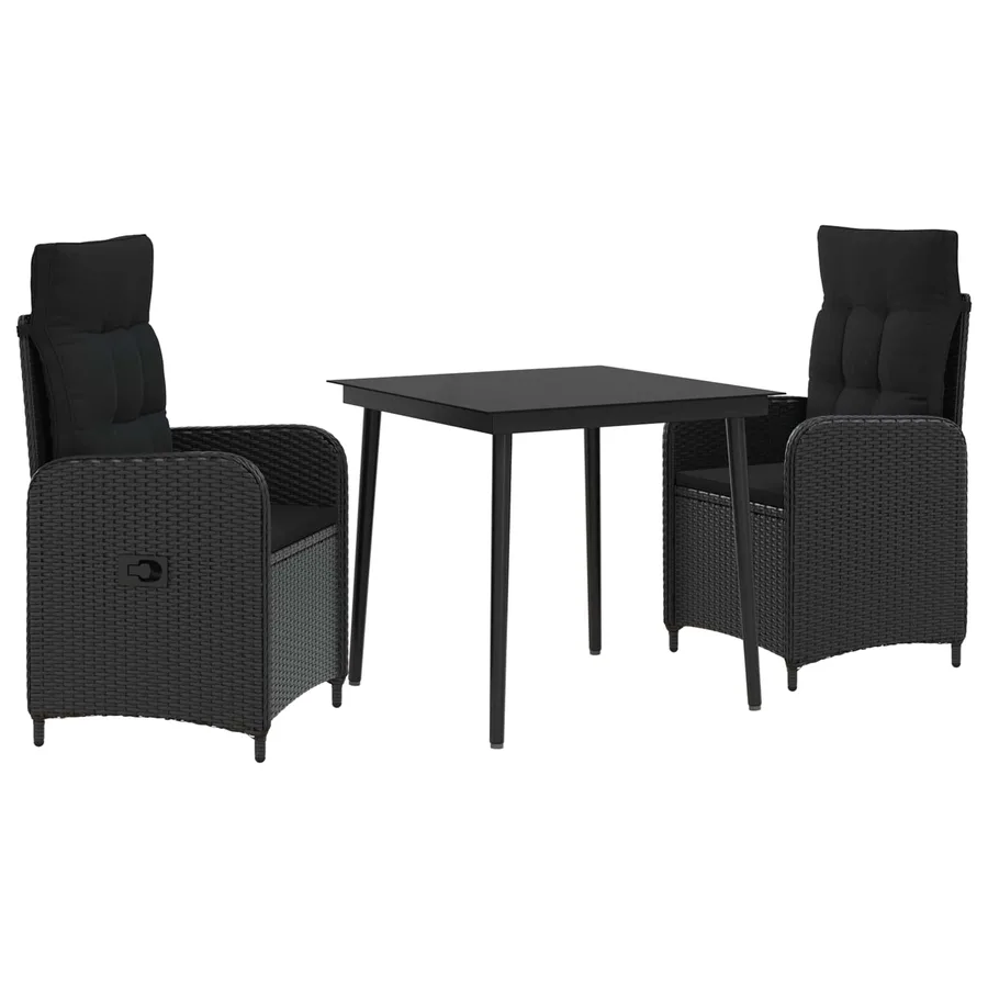 Ensemble de Tables Basses avec coussin avec oreiller 3 pcs Noir - 2