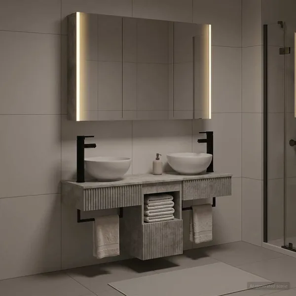 Ensemble d'armoire de salle de bain 4 pcs Gris béton