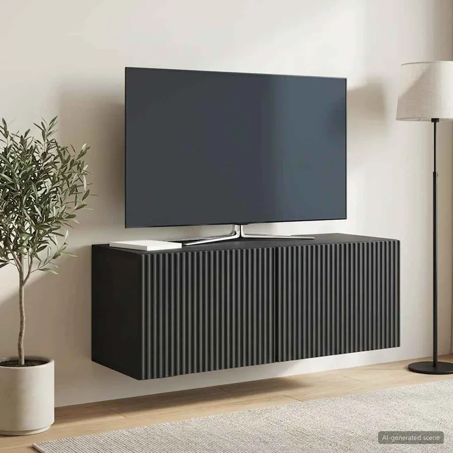 Meuble TV mural Noir 78,5 x 31 x 30 cm Bois d'ingénierie - 4