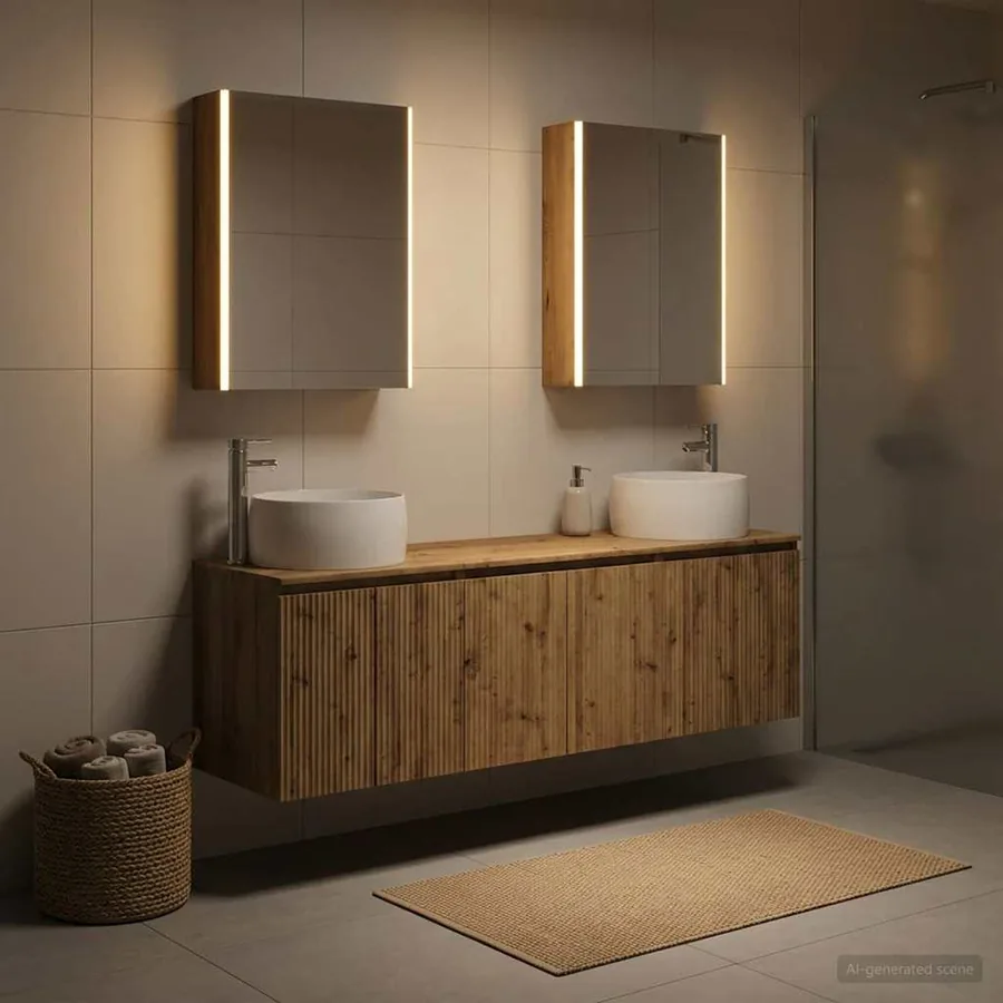 Ensemble d'armoire de salle de bain 5 pc Chêne artisanal