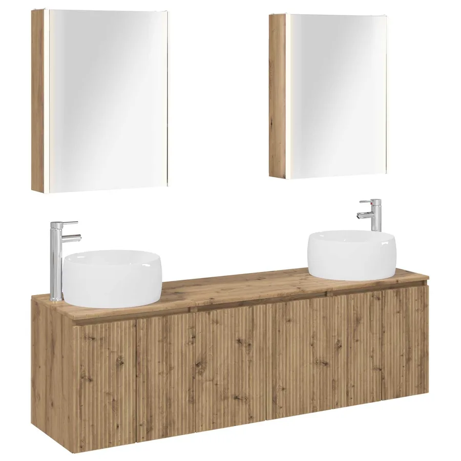 Ensemble d'armoire de salle de bain 5 pc Chêne artisanal - 2