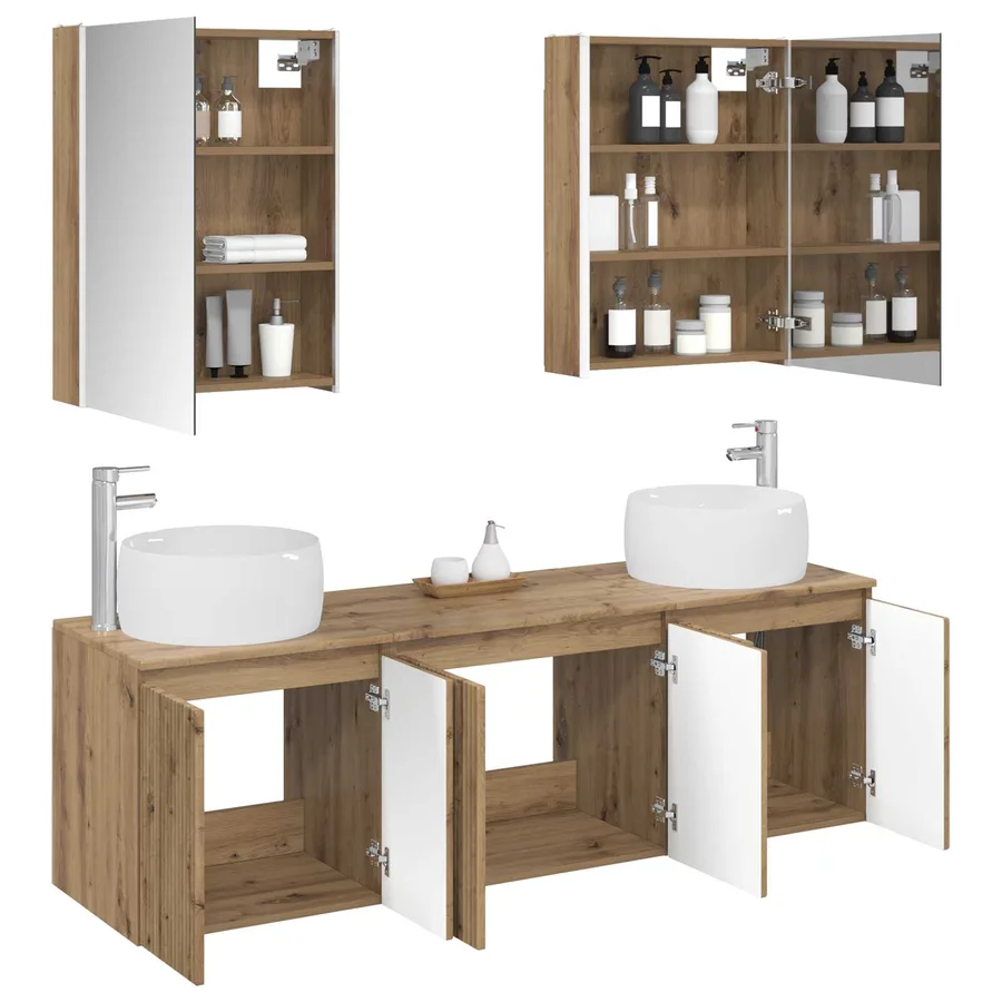 Ensemble d'armoire de salle de bain 5 pc Chêne artisanal - 3