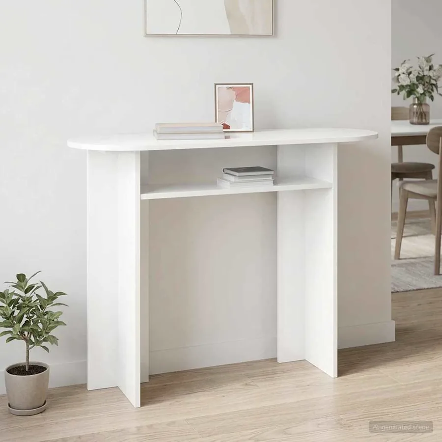 Table console Blanc 100 x 39,5 x 75 cm Bois d'ingénierie