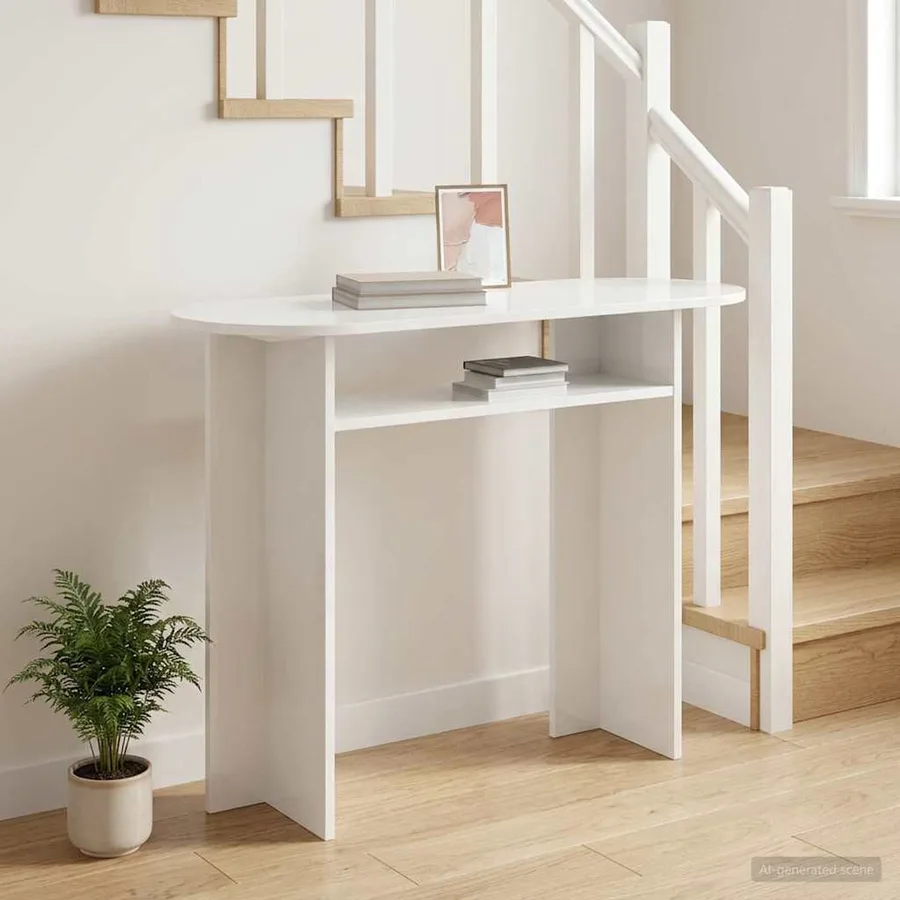 Table console Blanc 100 x 39,5 x 75 cm Bois d'ingénierie - 4