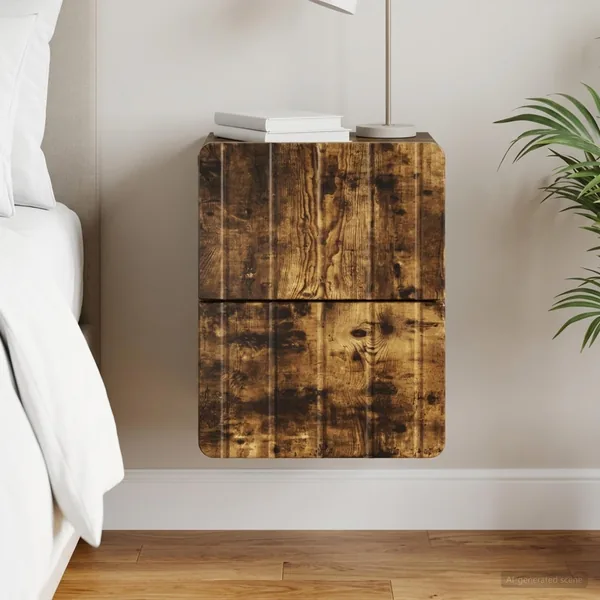 Cabinet de chevet mural Chêne fumé 33 x 34,5 x 43 cm