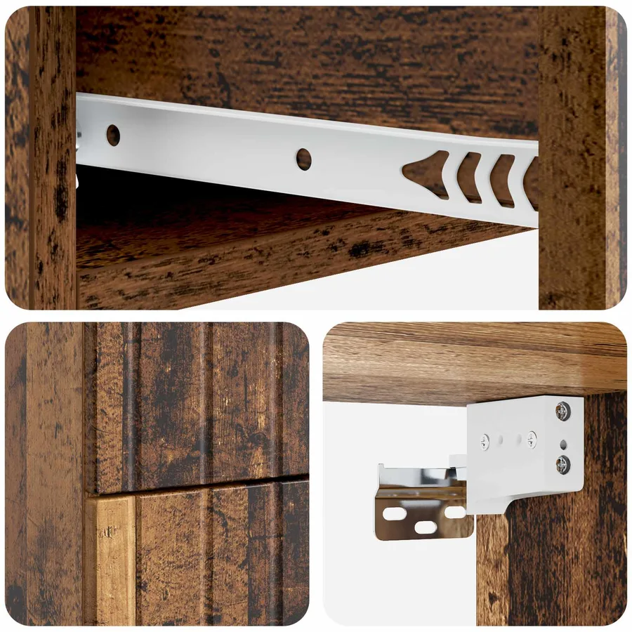 Cabinet de chevet mural Bois ancien 33 x 34,5 x 43 cm - 8