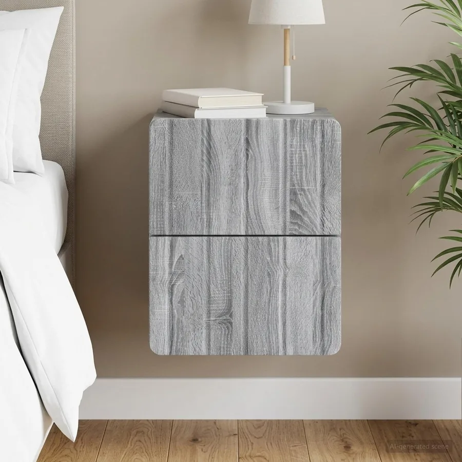 Cabinet de chevet mural Sonoma gris 33 x 34,5 x 43 cm