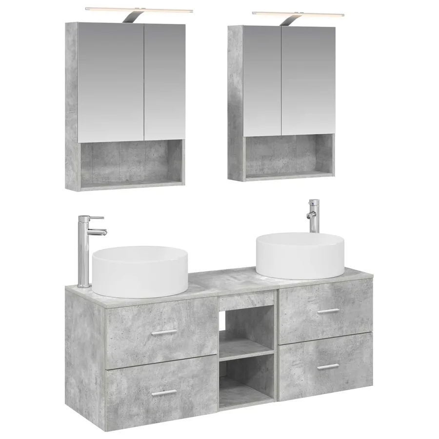 Ensemble de mobilier de salle de bain 5 pcs Gris béton - 2