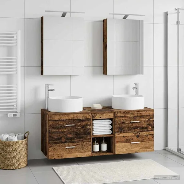 Ensemble de mobilier de salle de bain 5 pcs Bois ancien