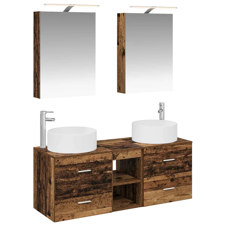 Ensemble de mobilier de salle de bain 5 pcs Bois ancien - 2