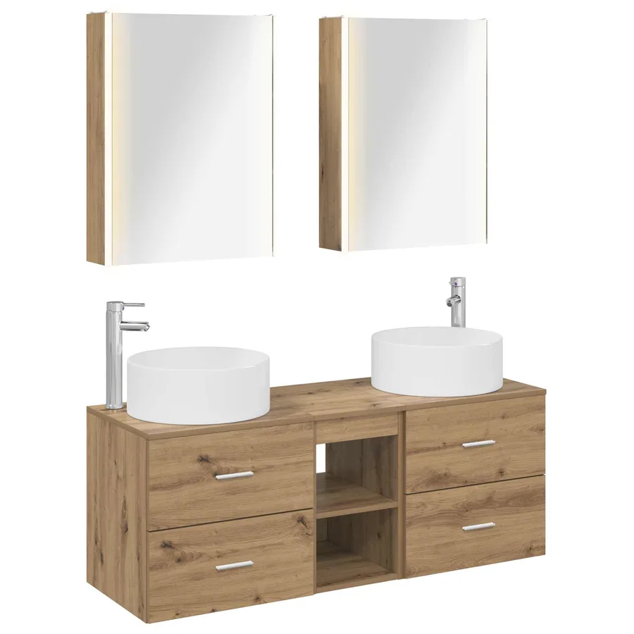 Ensemble de mobilier de salle de bain 5 pc Chêne artisanal - 2