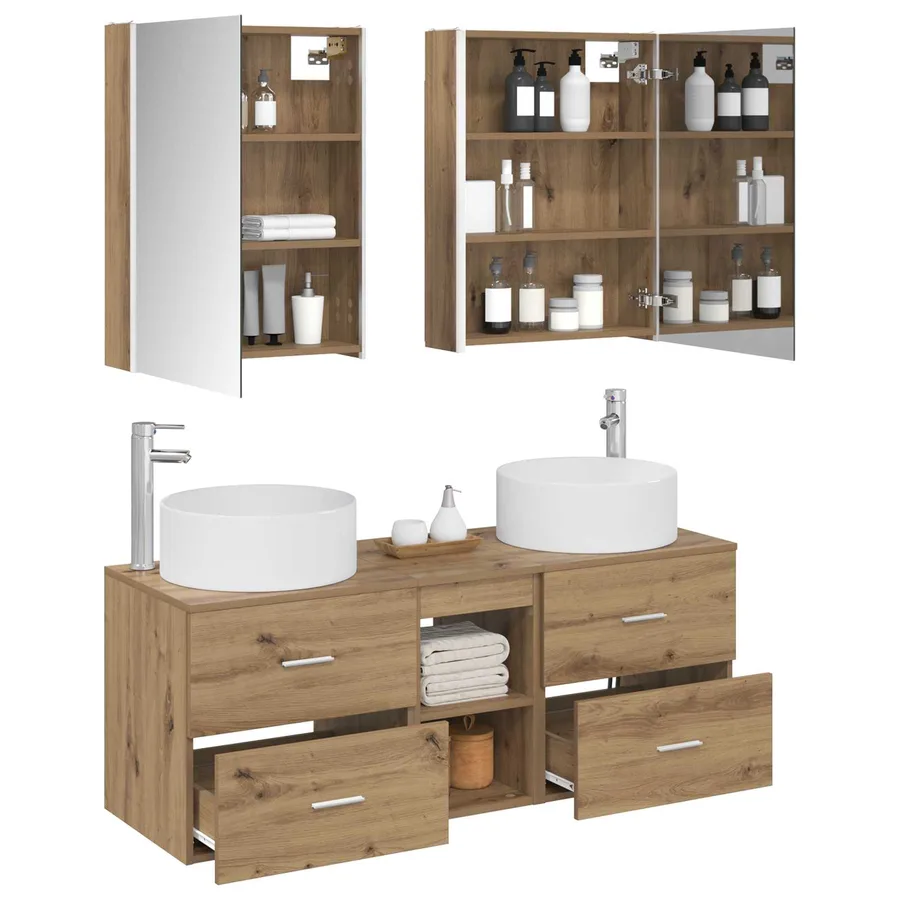 Ensemble de mobilier de salle de bain 5 pc Chêne artisanal - 3