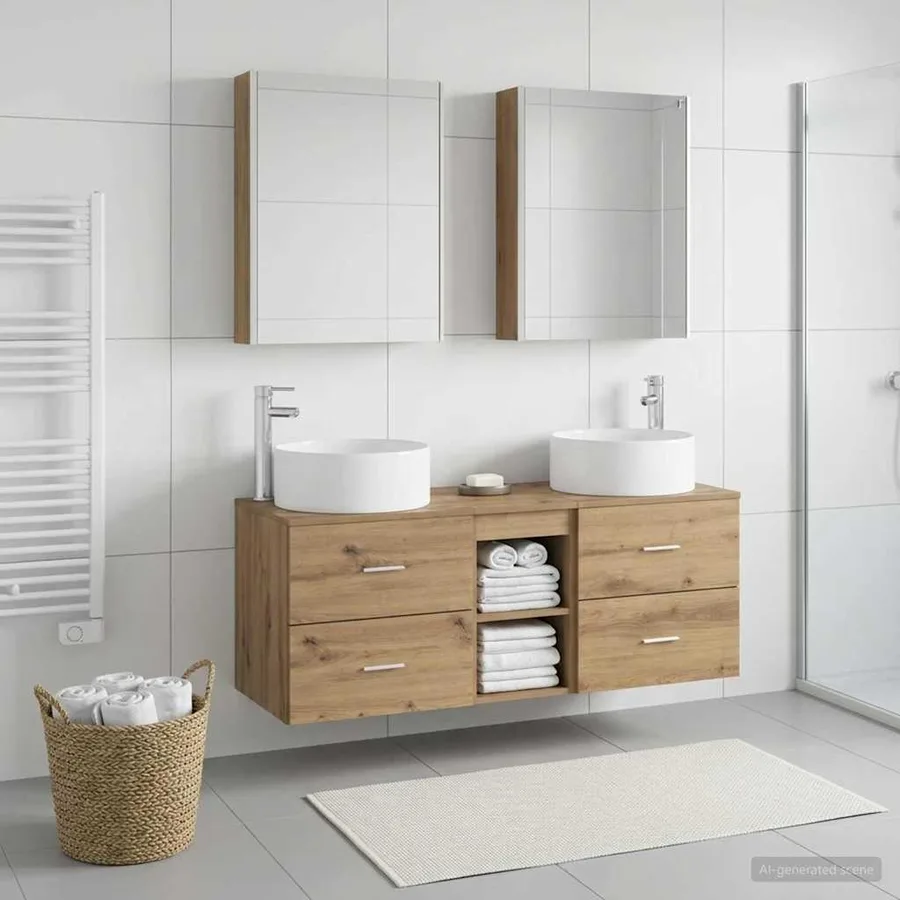 Ensemble de mobilier de salle de bain 5 pc Chêne artisanal - 4