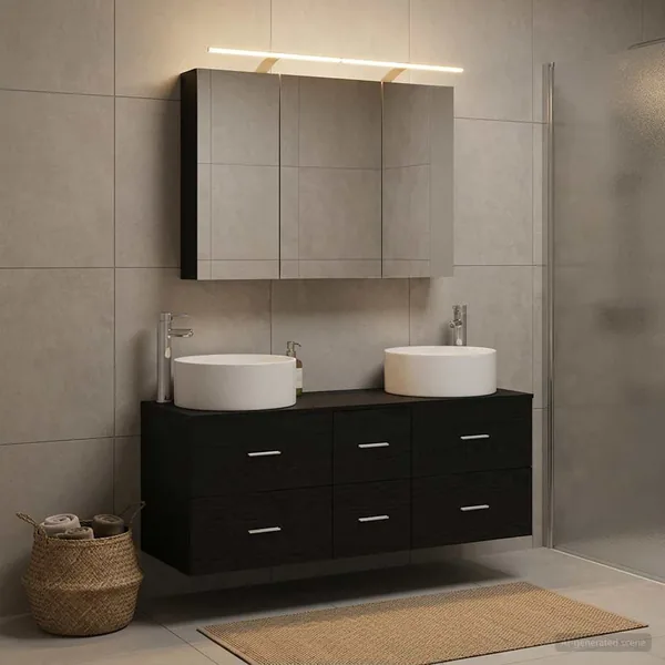 Ensemble de mobilier de salle de bain 4 pcs Chêne noir