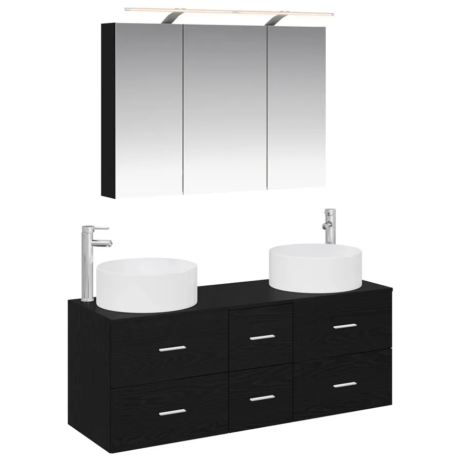 Ensemble de mobilier de salle de bain 4 pcs Chêne noir - 2