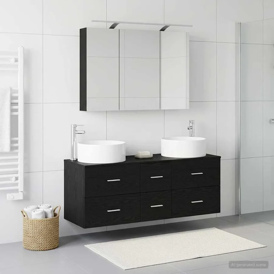 Ensemble de mobilier de salle de bain 4 pcs Chêne noir - 4