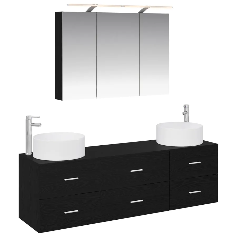Ensemble de mobilier de salle de bain 4 pcs Chêne noir - 2
