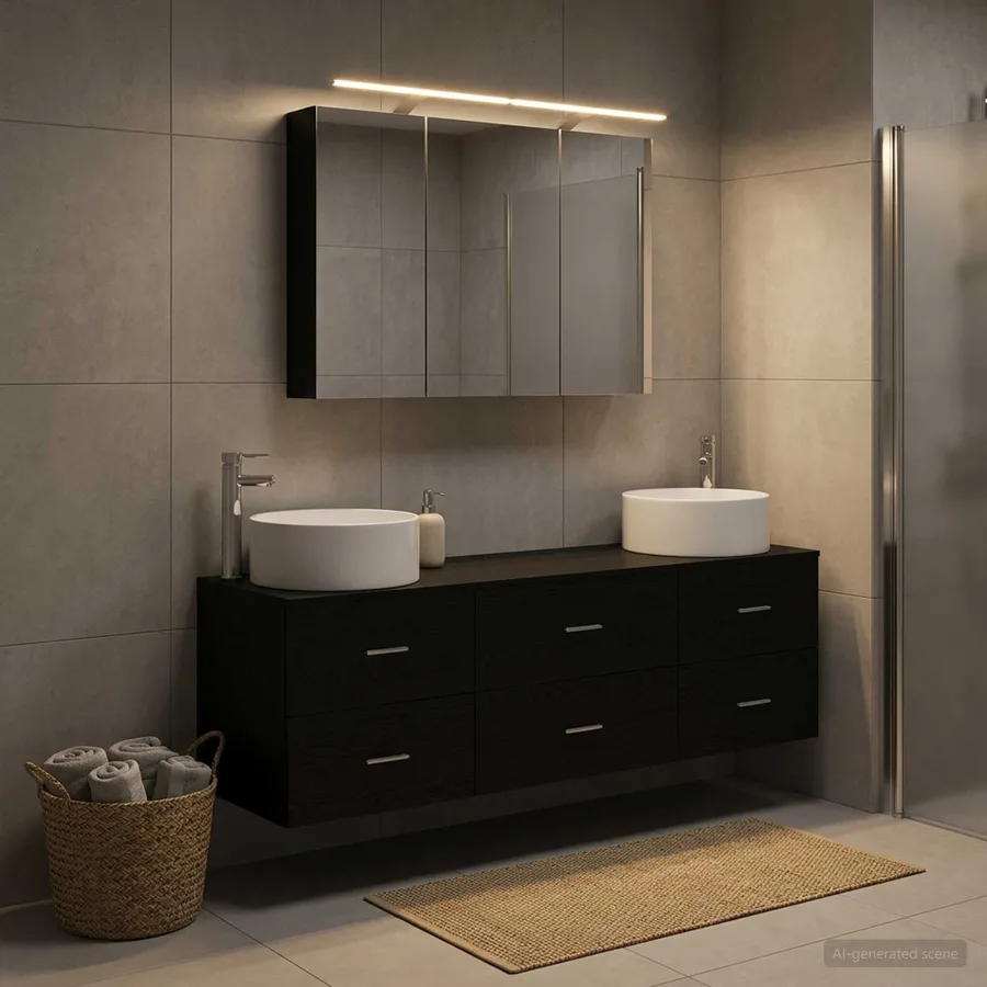Ensemble de mobilier de salle de bain 4 pcs Chêne noir - 4