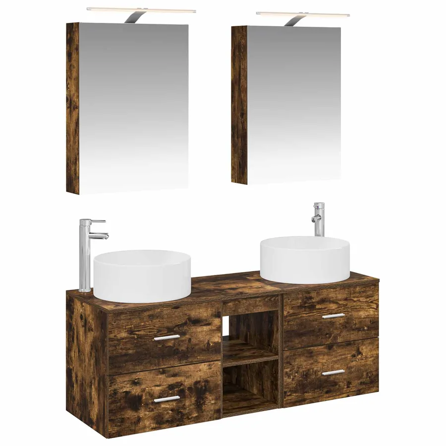 Ensemble de mobilier de salle de bain 5 pcs Chêne fumé - 2