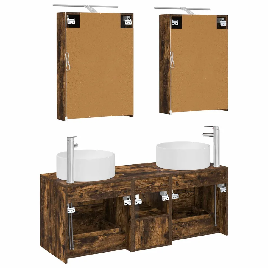 Ensemble de mobilier de salle de bain 5 pcs Chêne fumé - 7