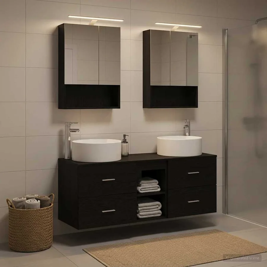 Ensemble de mobilier de salle de bain 5 pcs Chêne noir