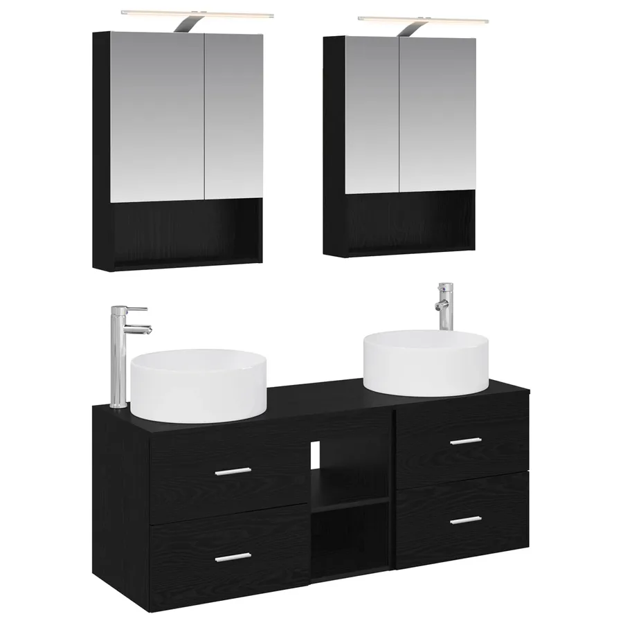 Ensemble de mobilier de salle de bain 5 pcs Chêne noir - 2