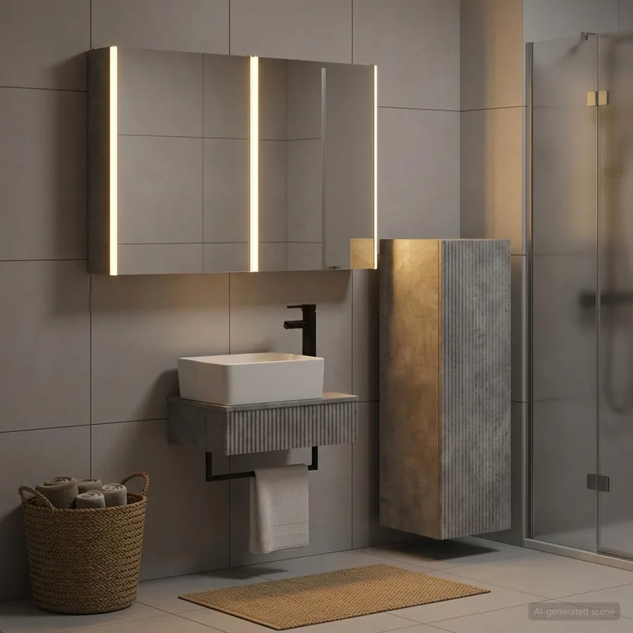 Ensemble de mobilier de salle de bain 4 pcs Gris béton