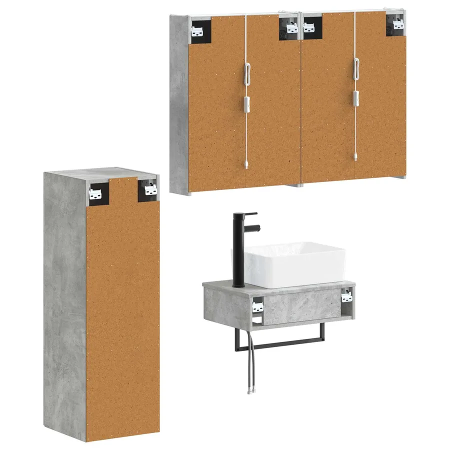 Ensemble de mobilier de salle de bain 4 pcs Gris béton - 5