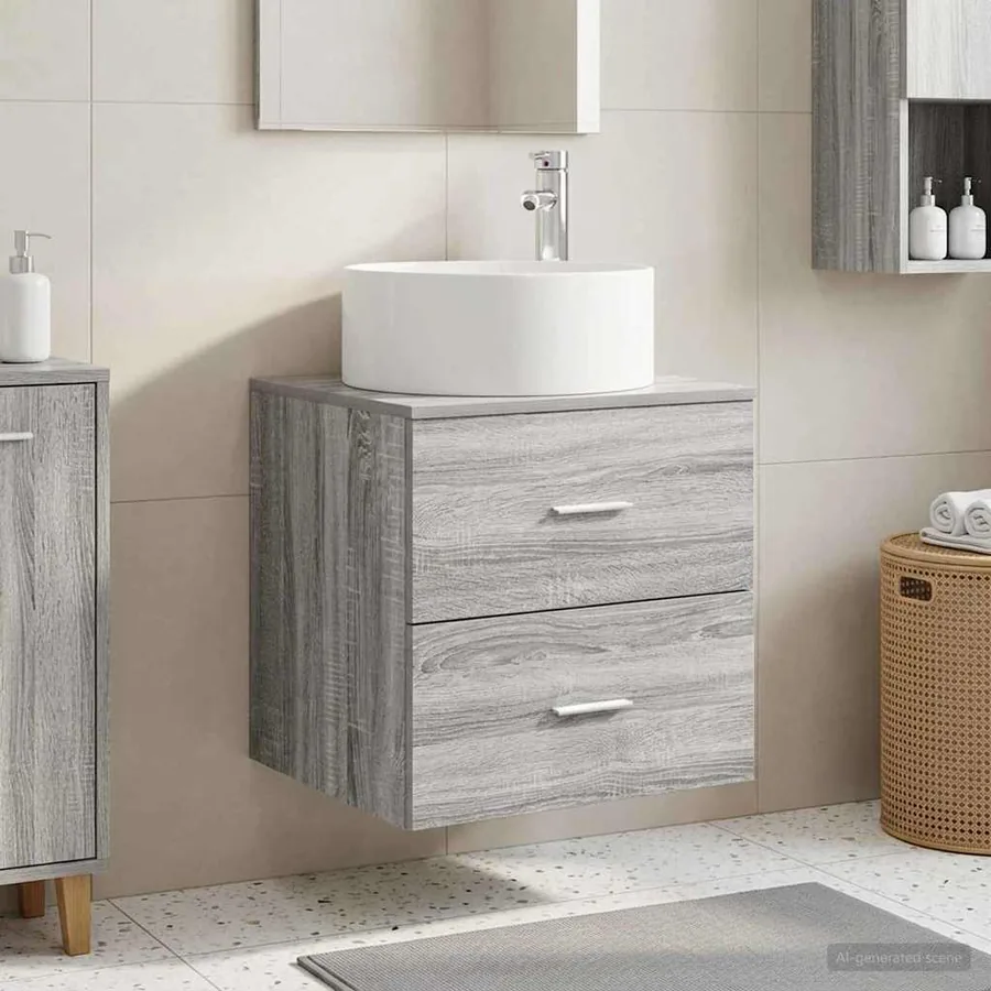 Vanité de lavabo mural Sonoma gris 49,5 x 44,5 x 65,5 cm