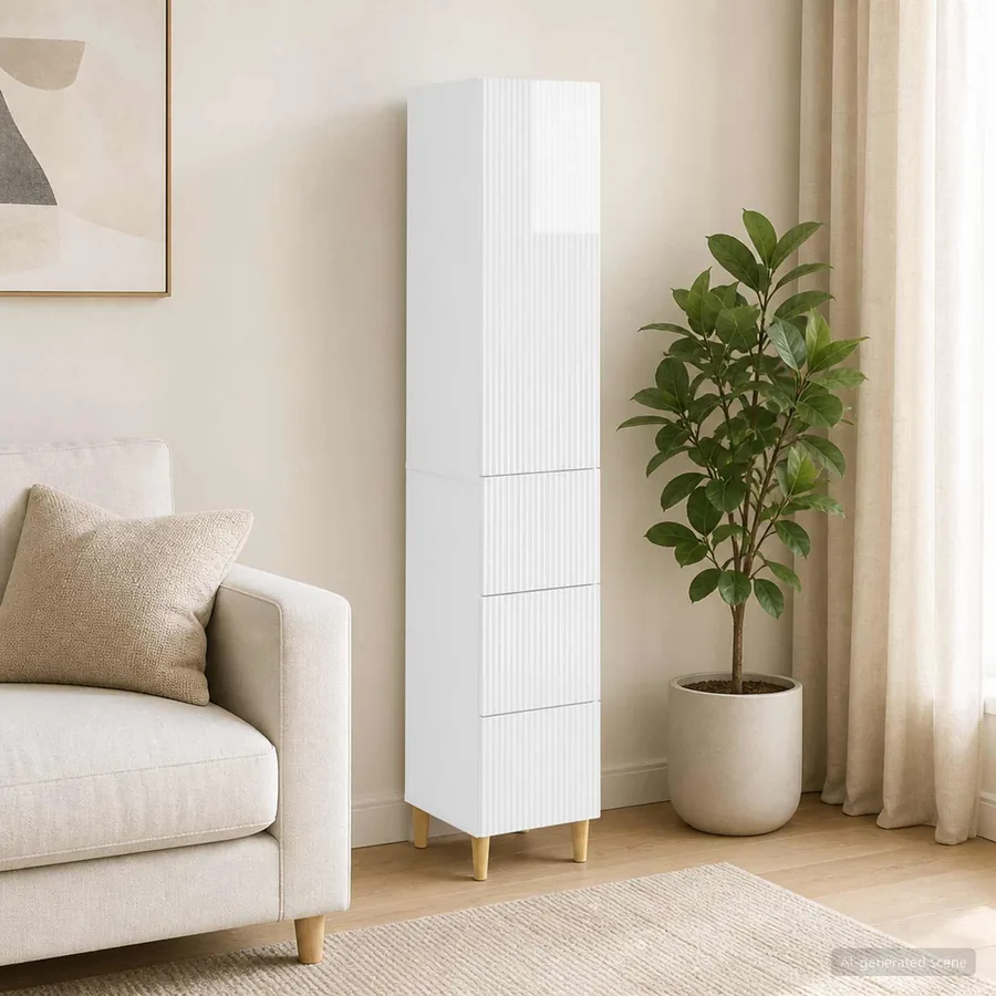 Ensemble de Meubles 2 pcs Blanc brillant 33 x 34,5 x 90 cm